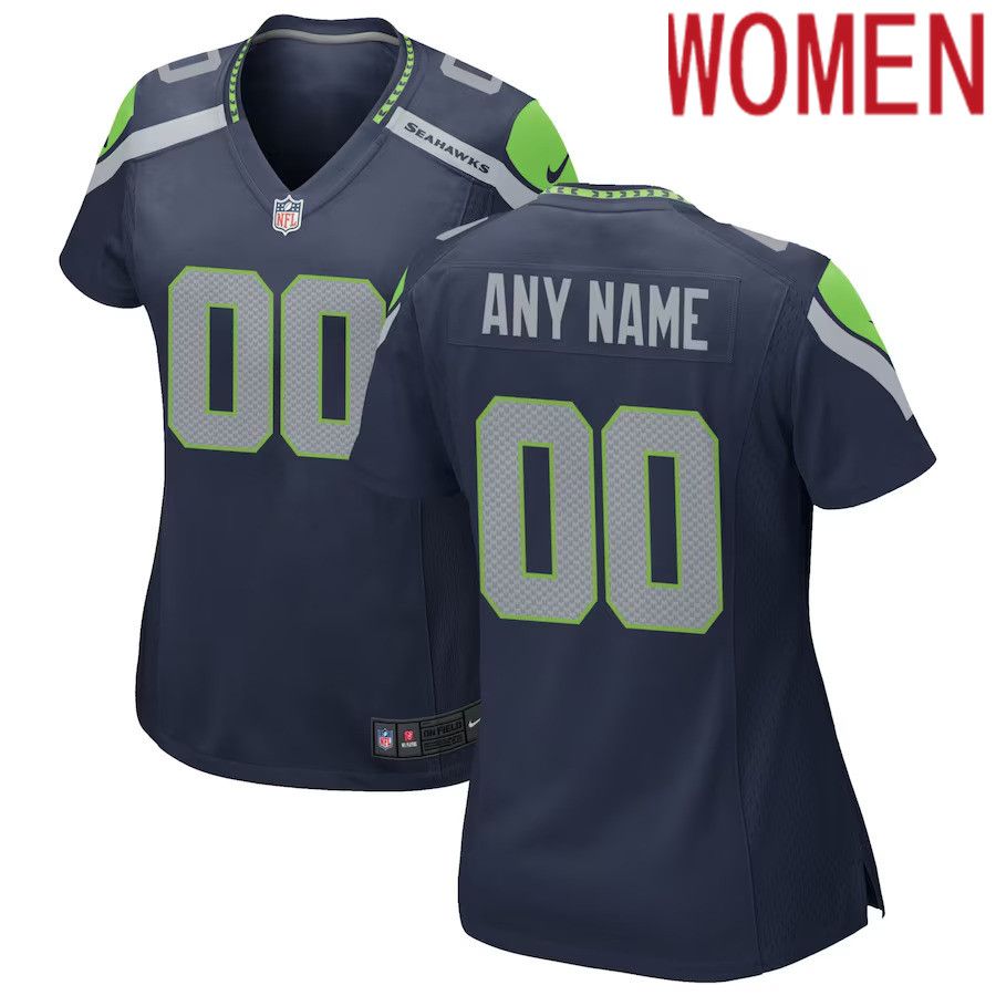 Women Seattle Seahawks Nike College Navy Custom Game NFL Jersey->women nfl jersey->Women Jersey